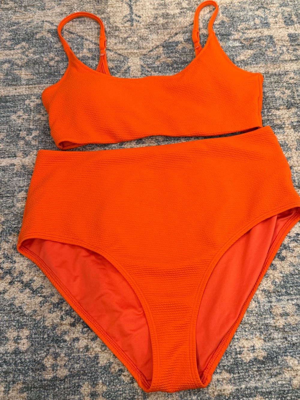 Old Navy Bright Orange Two-Piece High-Waist Swim Set